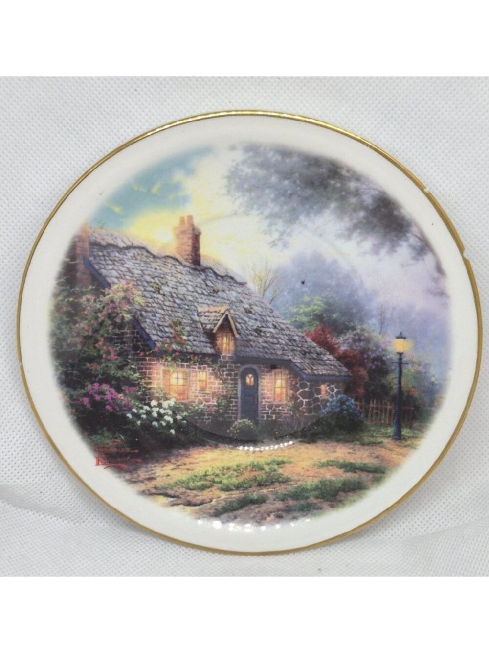 Thomas Kinkade Moonlight Cottage Decorative Plate Teleflora Gift 6.5" Porcelain